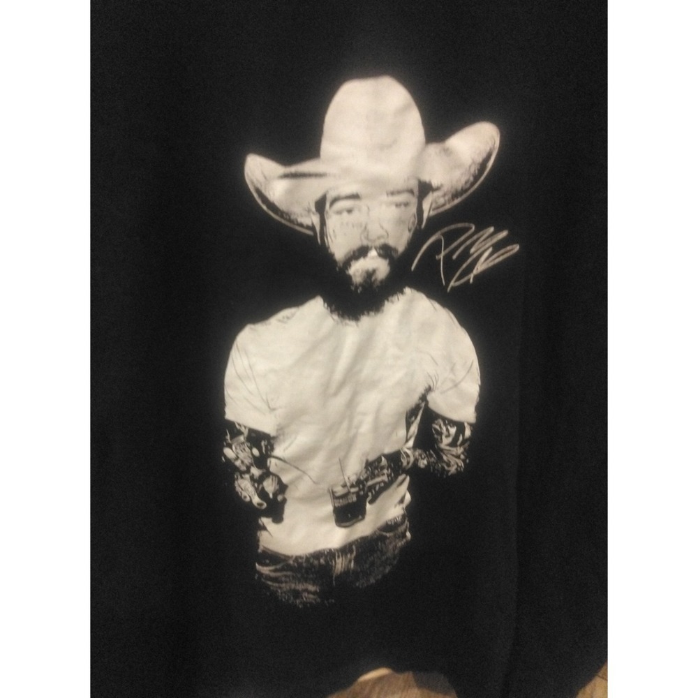Post Malone Men's Black Cowboy Graphic Crew Neck T-Shirt XXL Cotton - Picture 2 of 4